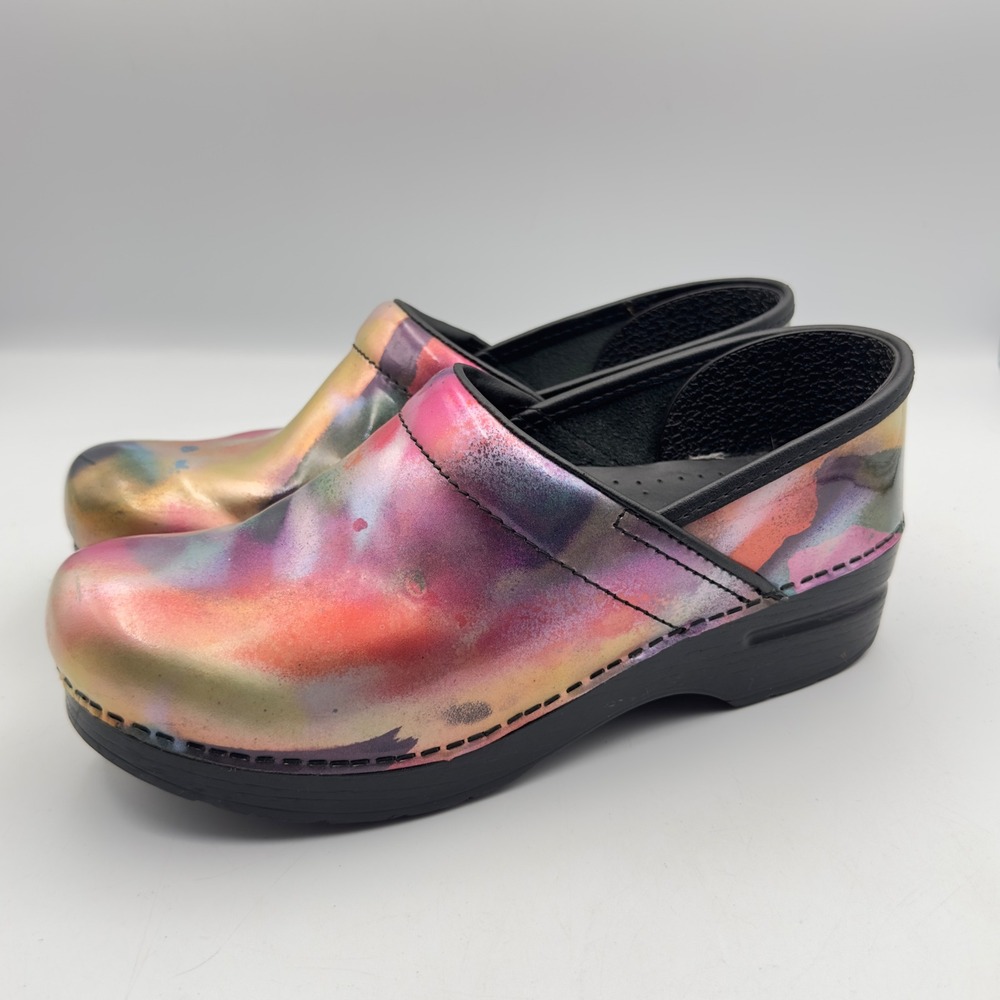 Women's Rainbow Metallic Leather Clogs - Multicolor